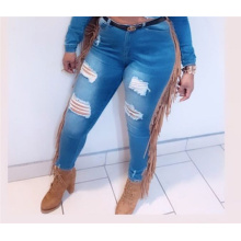 C6205 stretched skinny 2020 trousers tassel jeans pants jean trousers female